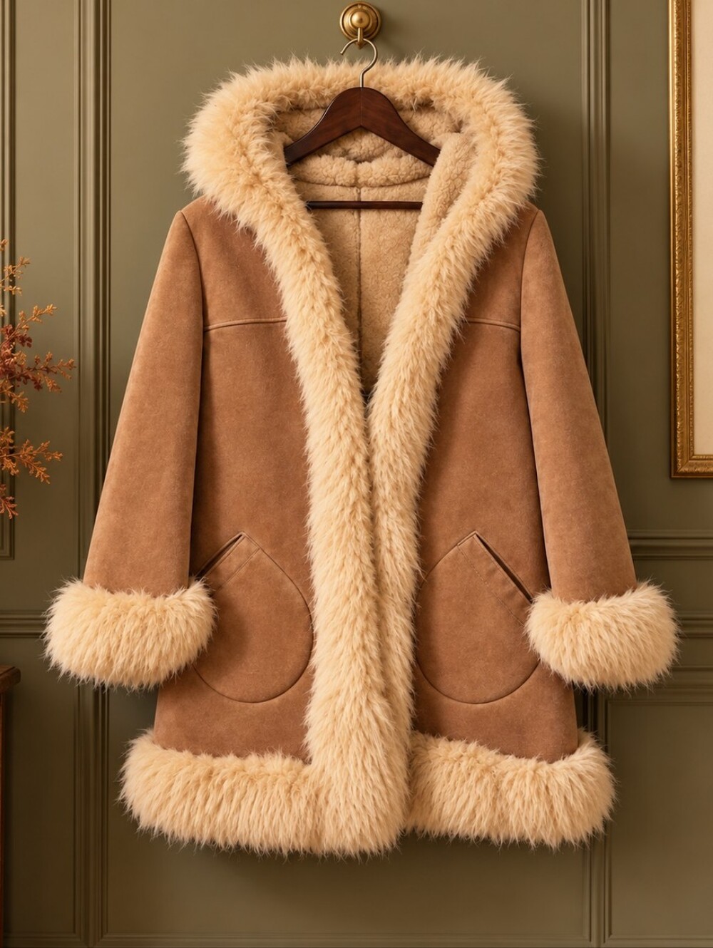 Vintage 70s AY Winnipeg Leather Penny Lane Shearling Coat S/M PTP 19 Canada